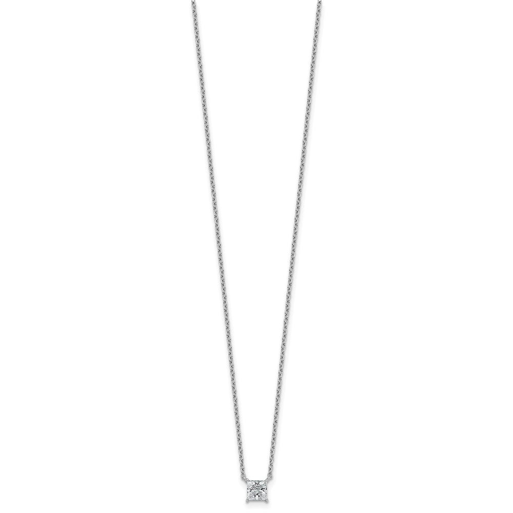 14kw 1/2ct Lab Grown Dia VS+ F+ Princess Comp 18in Pendant Necklace