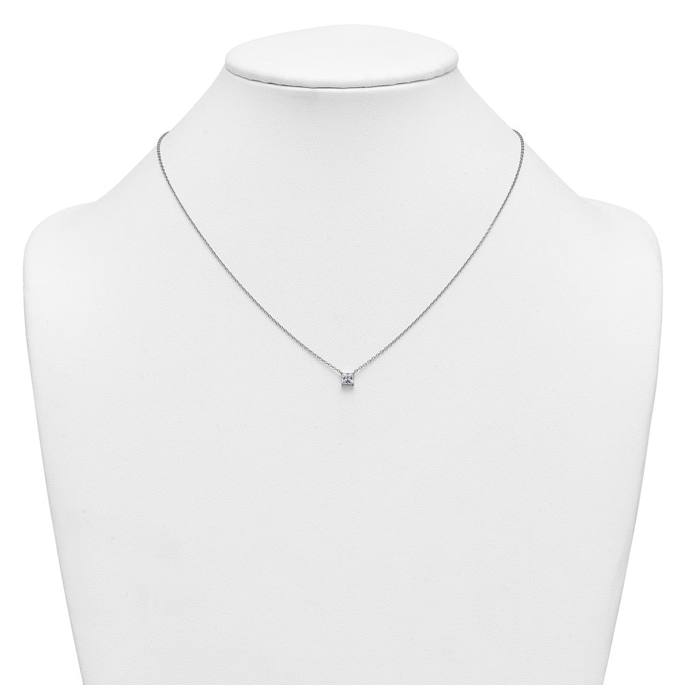 14kw 1/2ct Lab Grown Dia VS+ F+ Princess Comp 18in Pendant Necklace