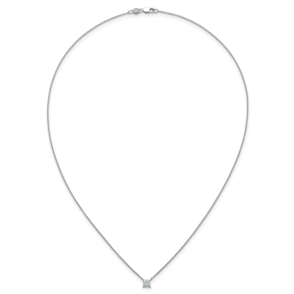 14kw 1/2ct Lab Grown Dia VS+ F+ Princess Comp 18in Pendant Necklace