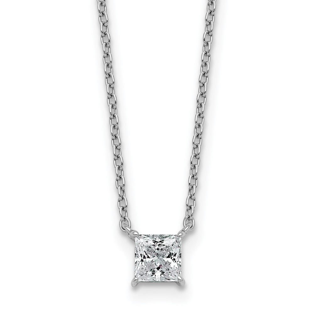 14kw 1/2ct Lab Grown Dia VS+ F+ Princess Comp 18in Pendant Necklace