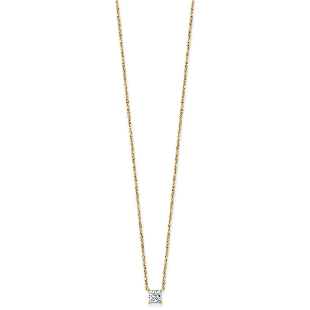 14k 1/2ct Lab Grown Dia VS/SI+ G+ Princess Comp 18in Pendant Necklace