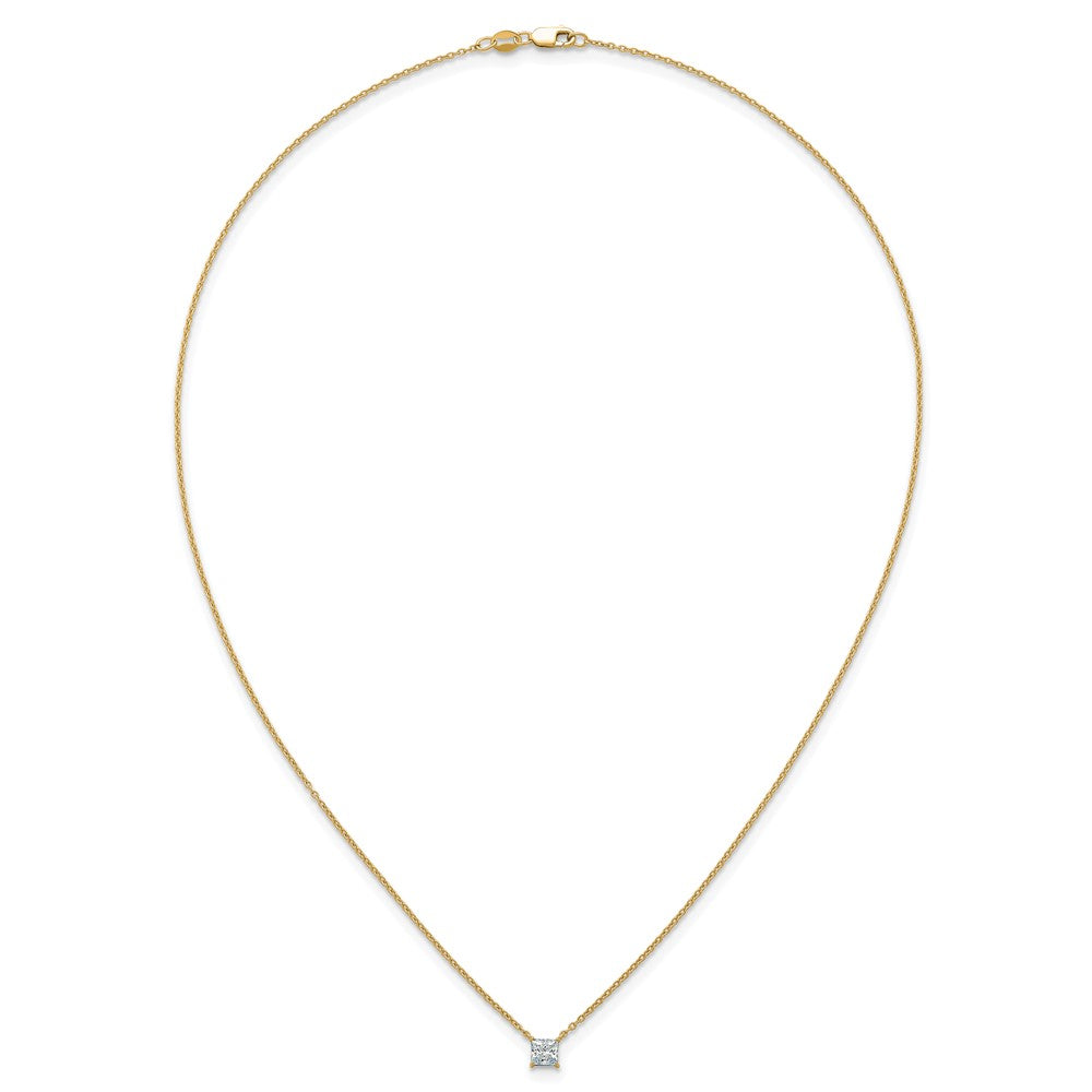 14k 1/2ct Lab Grown Dia VS/SI+ G+ Princess Comp 18in Pendant Necklace