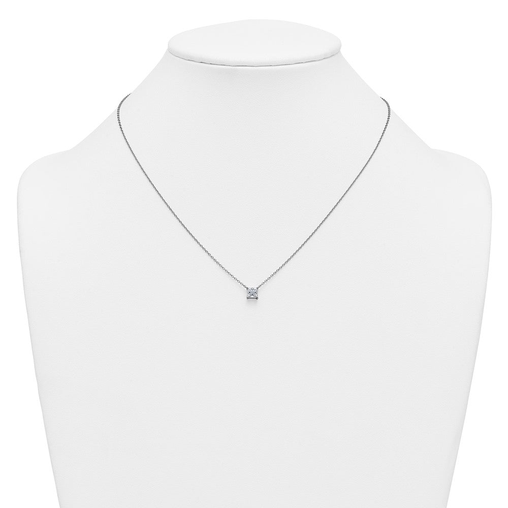 14kw 3/4ct Lab Grown Dia VS+ F+ Princess Comp 4 Prong 18in Necklace
