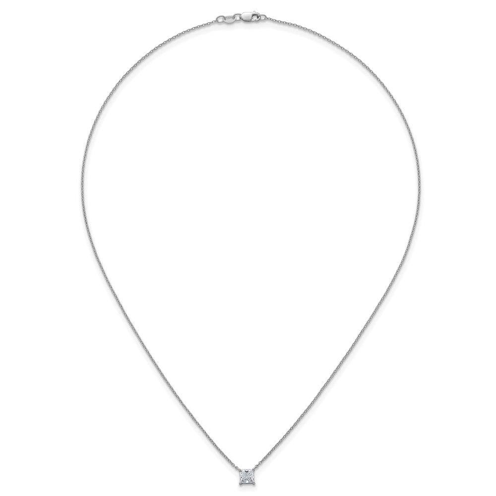 14kw 3/4ct Lab Grown Dia VS+ F+ Princess Comp 4 Prong 18in Necklace
