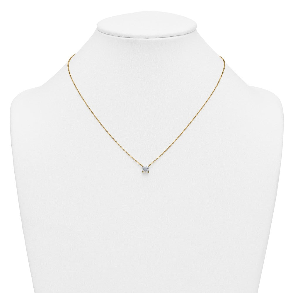 14k 3/4ct Lab Grown Dia VS+ F+ Princess Comp 4 Prong 18in Necklace