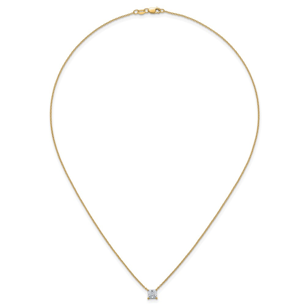 14k 3/4ct Lab Grown Dia VS+ F+ Princess Comp 4 Prong 18in Necklace
