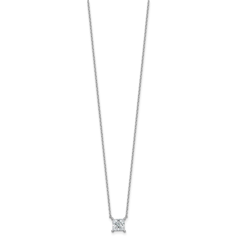 14kw 1ct Lab Grown Dia VS+ F+ Princess Comp 18in Pendant Necklace