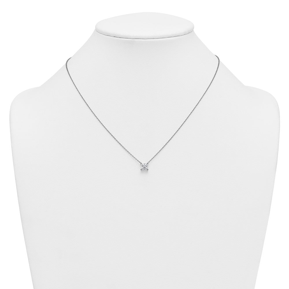 14kw 1ct Lab Grown Dia VS+ F+ Princess Comp 18in Pendant Necklace