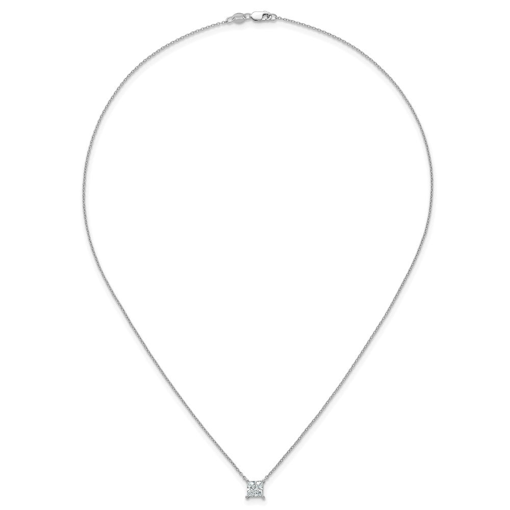 14kw 1ct Cert Lab Grown Dia VS+ F+ Princess Comp 18in Pendant Necklace