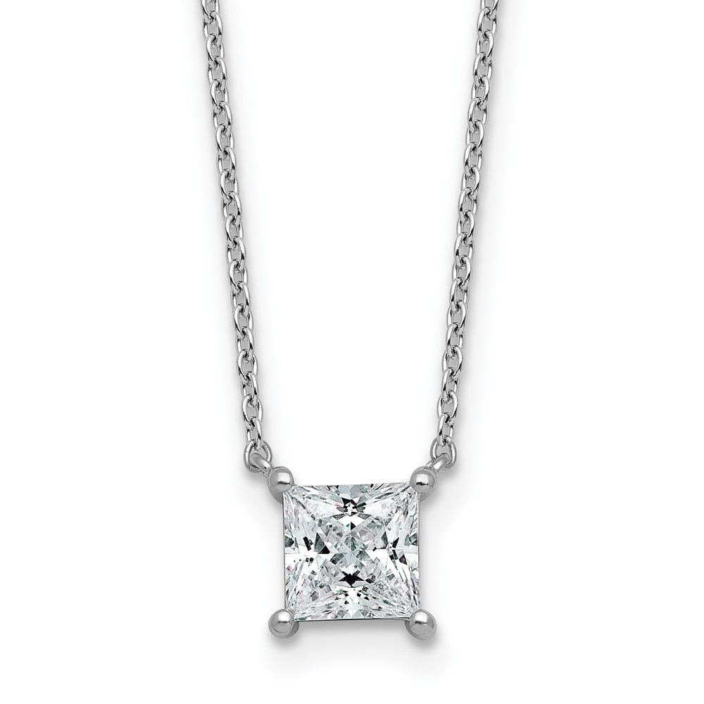 14kw 1ct Cert Lab Grown Dia VS+ F+ Princess Comp 18in Pendant Necklace