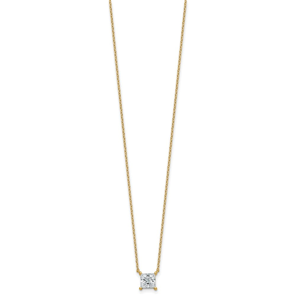 14k 1ct Cert Lab Grown Dia VS+ F+ Princess Comp 18in Pendant Necklace