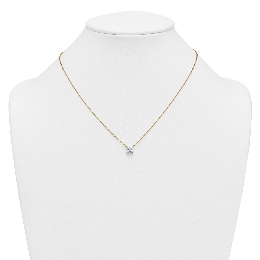14k 1ct Cert Lab Grown Dia VS+ F+ Princess Comp 18in Pendant Necklace