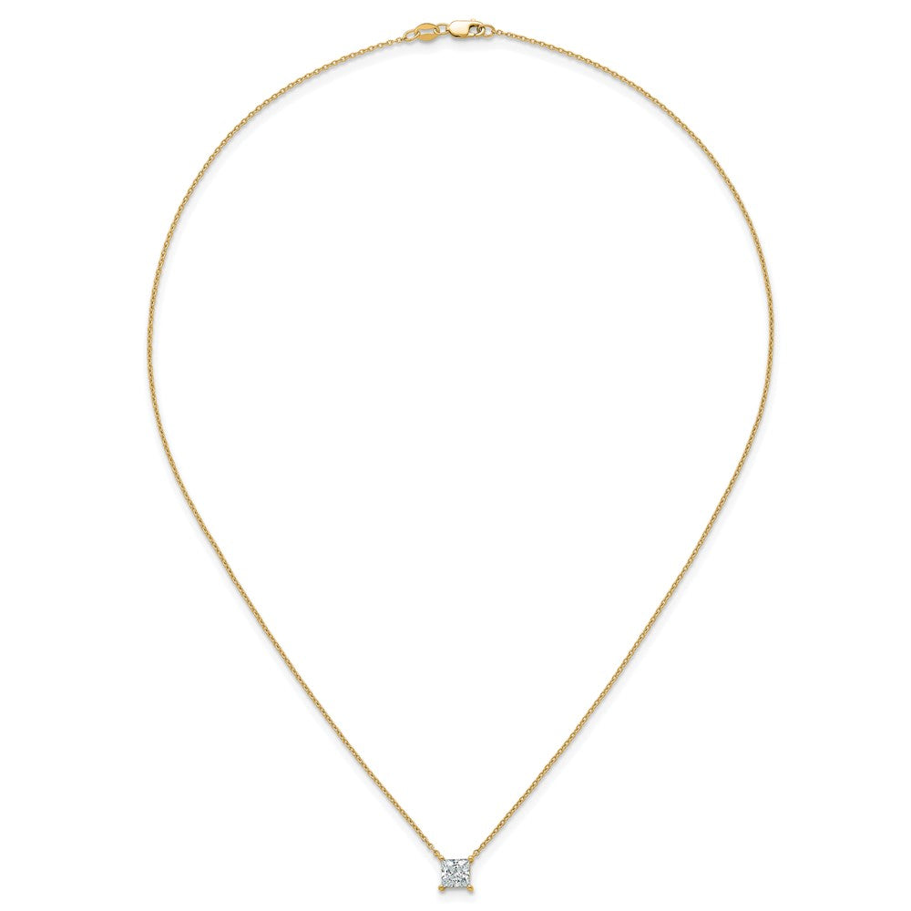 14k 1ct Lab Grown Diamond VS+ F+ Princess Comp 18in Pendant Necklace