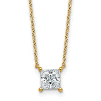 14k 1ct Lab Grown Diamond VS+ F+ Princess Comp 18in Pendant Necklace