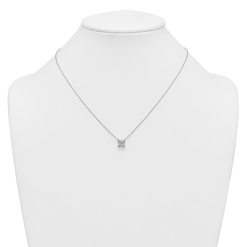 14kw 1 1/2ct Lab Grown Dia VS+ F+ Princess Comp 18in Pendant Necklace