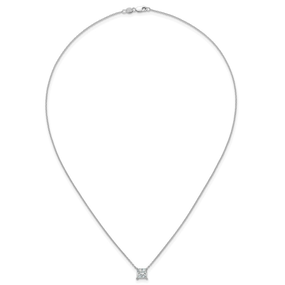 14kw 1 1/2ct Lab Grown Dia VS+ F+ Princess Comp 18in Pendant Necklace