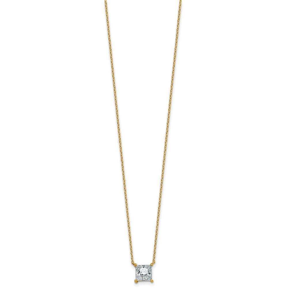 14k 1 1/2ct Lab Grown Dia VS+ F+ Princess Comp 18in Pendant Necklace