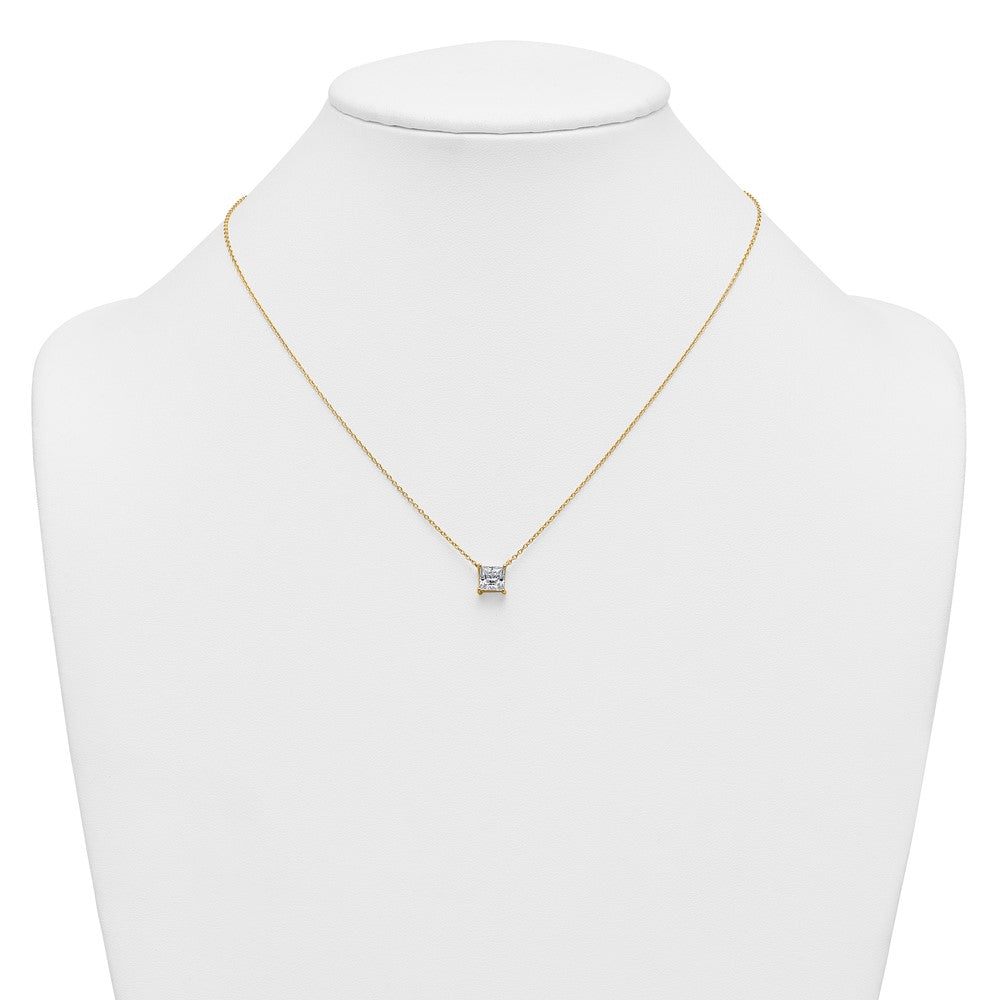 14k 1 1/2ct Lab Grown Dia VS+ F+ Princess Comp 18in Pendant Necklace