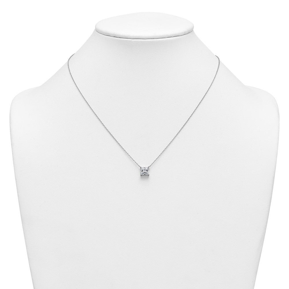 14kw 2ct Lab Grown Dia VS+ F+ Princess Comp 18in Pendant Necklace