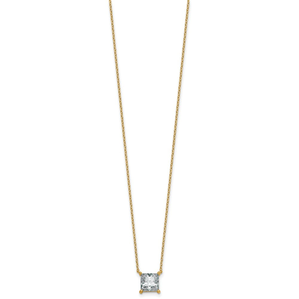 14k 2ct Cert Lab Grown Dia VS+ F+ Princess Comp 18in Pendant Necklace