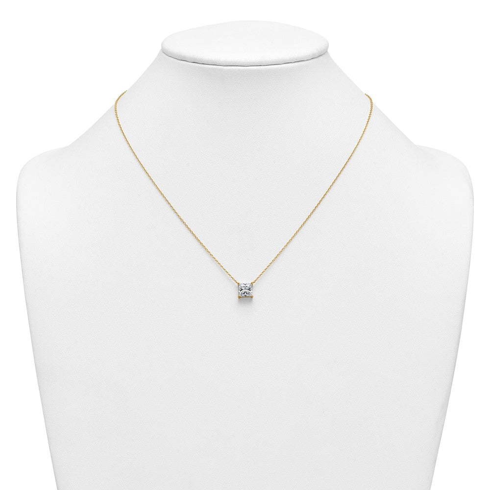 14k 2ct Lab Grown Dia VS+ F+ Princess Comp 18in Pendant Necklace