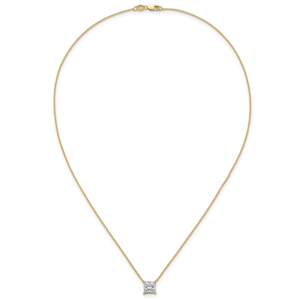14k 2ct Lab Grown Dia VS+ F+ Princess Comp 18in Pendant Necklace