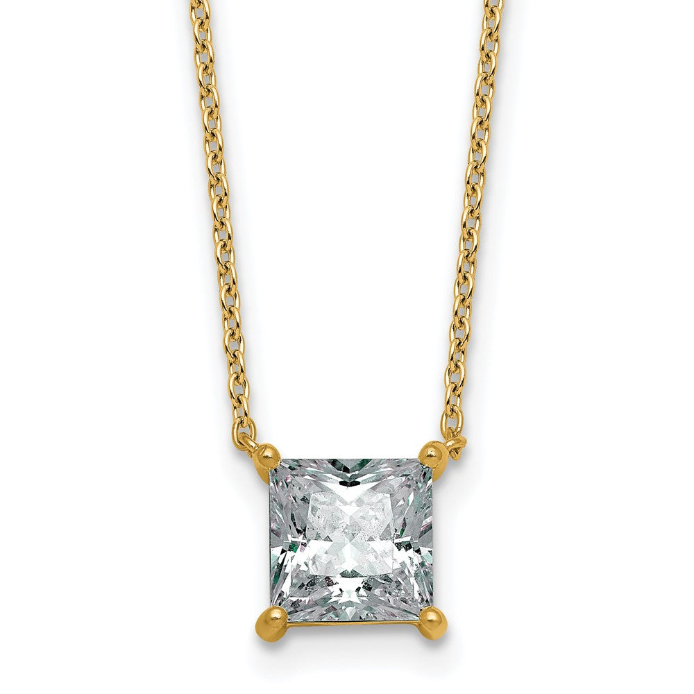 14k 2ct Cert Lab Grown Dia VS+ F+ Princess Comp 18in Pendant Necklace