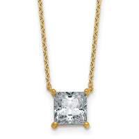 14k 2ct Cert Lab Grown Dia VS+ F+ Princess Comp 18in Pendant Necklace