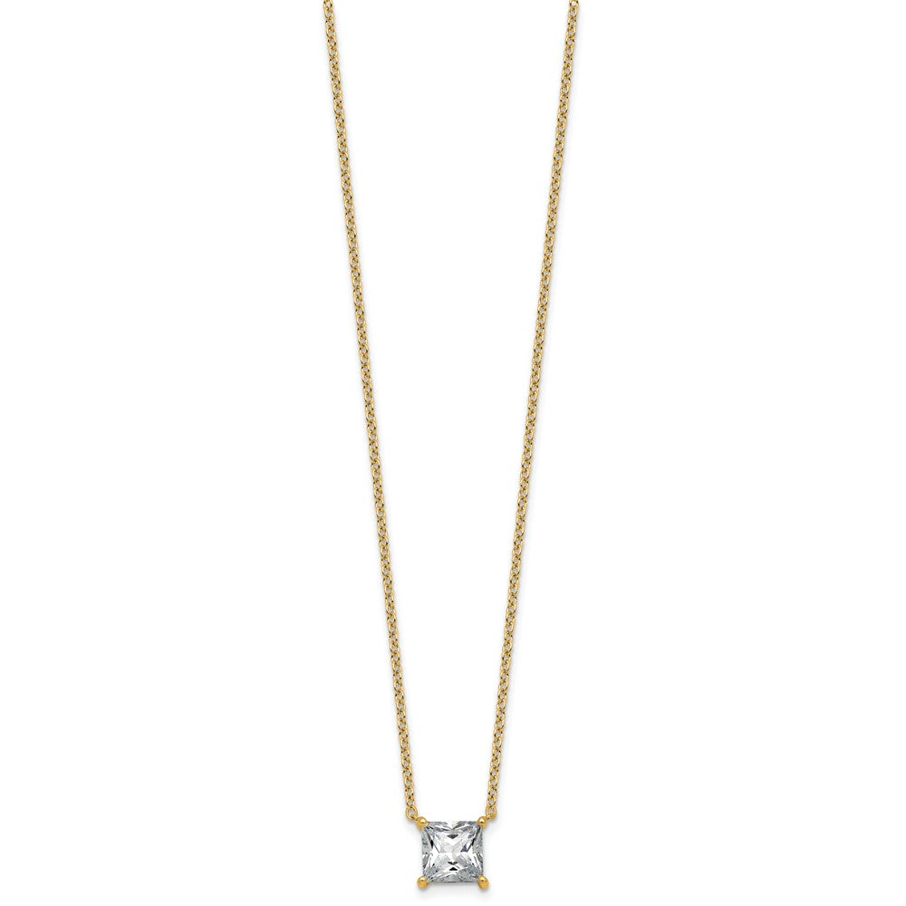 14k 2 1/2ct Lab Grown Dia VS+ F+ Princess Comp 18in Pendant Necklace