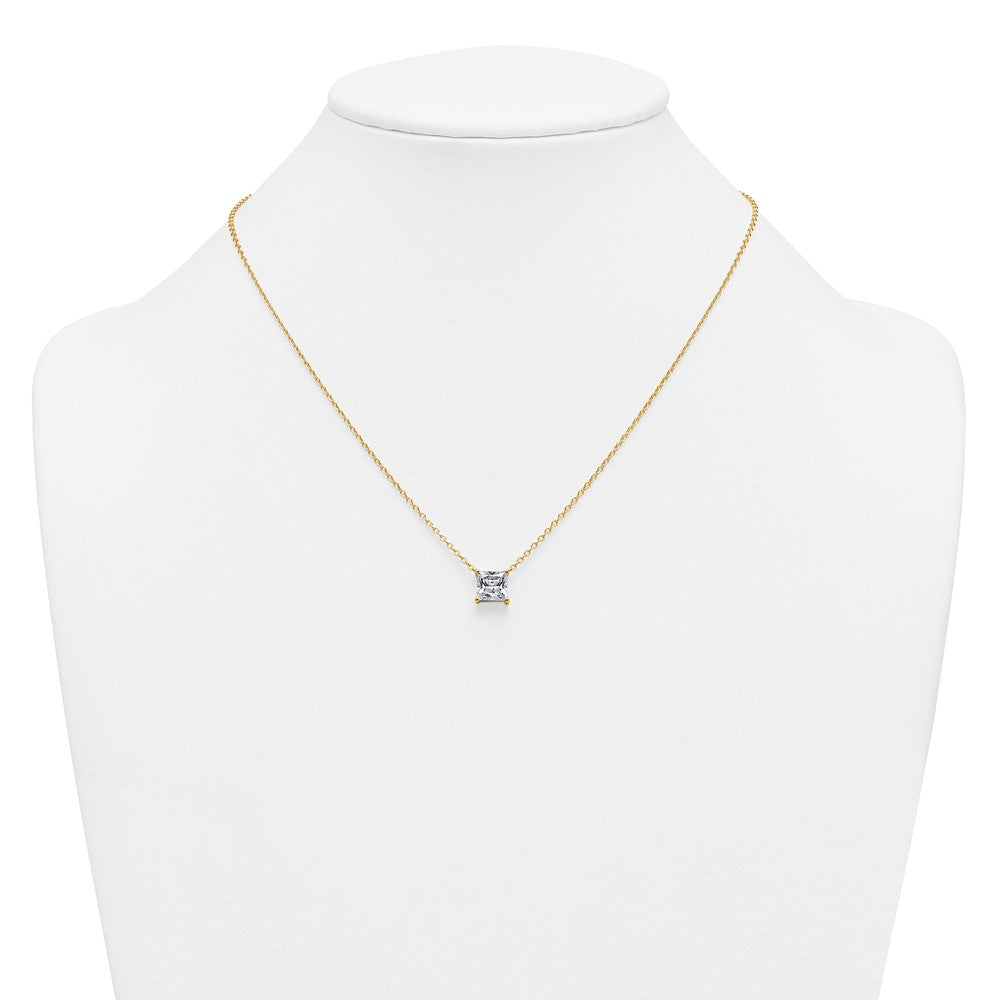 14k 2 1/2ct Cert Lab Grown Dia VS+ F+ Princess Comp 18in Pendant Necklace