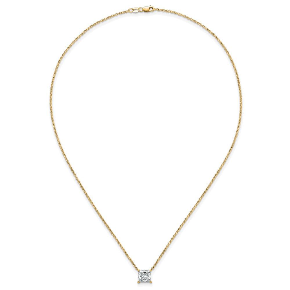 14k 2 1/2ct Cert Lab Grown Dia VS+ F+ Princess Comp 18in Pendant Necklace