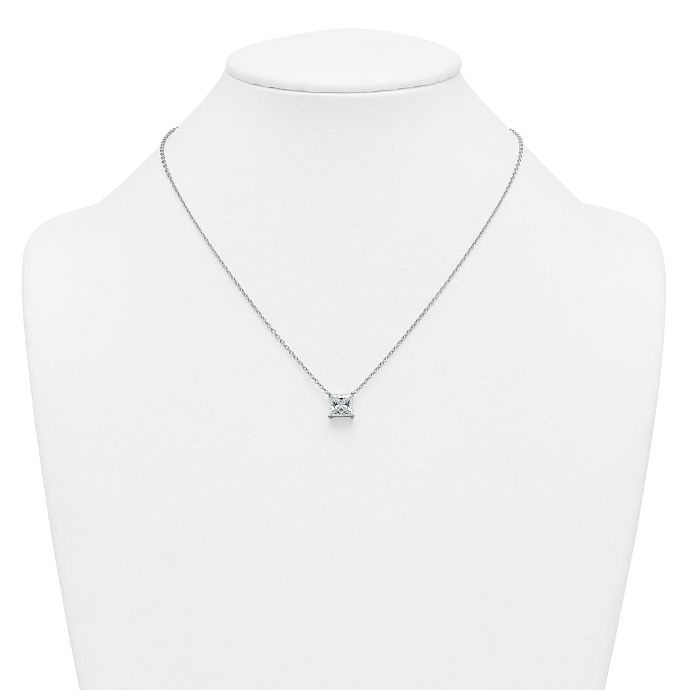 14kw 3ct Lab Grown Dia VS+ F+ Princess Comp 18in Pendant Necklace