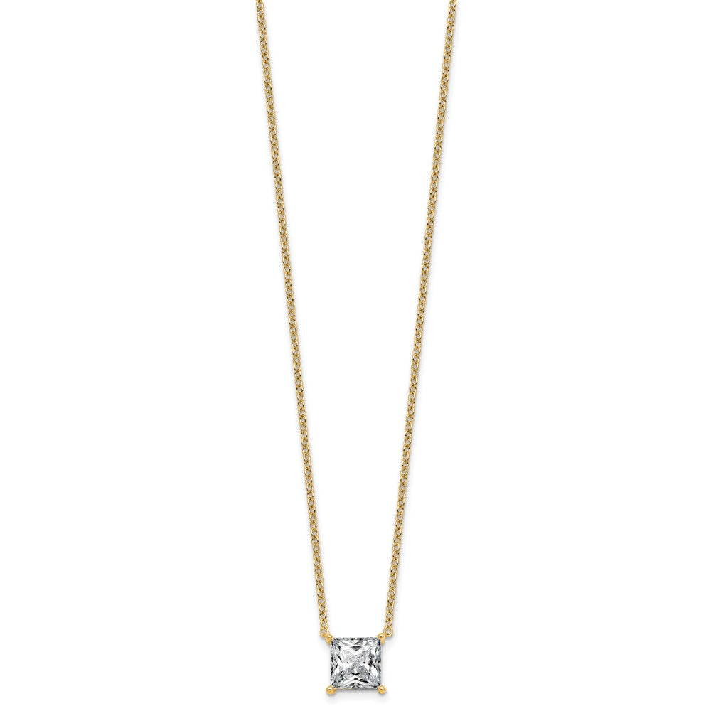 14k 3ct Cert Lab Grown Dia VS+ F+ Princess Comp 18in Pendant Necklace
