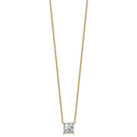 14k 3ct Lab Grown Dia VS+ F+ Princess Comp 18in Pendant Necklace