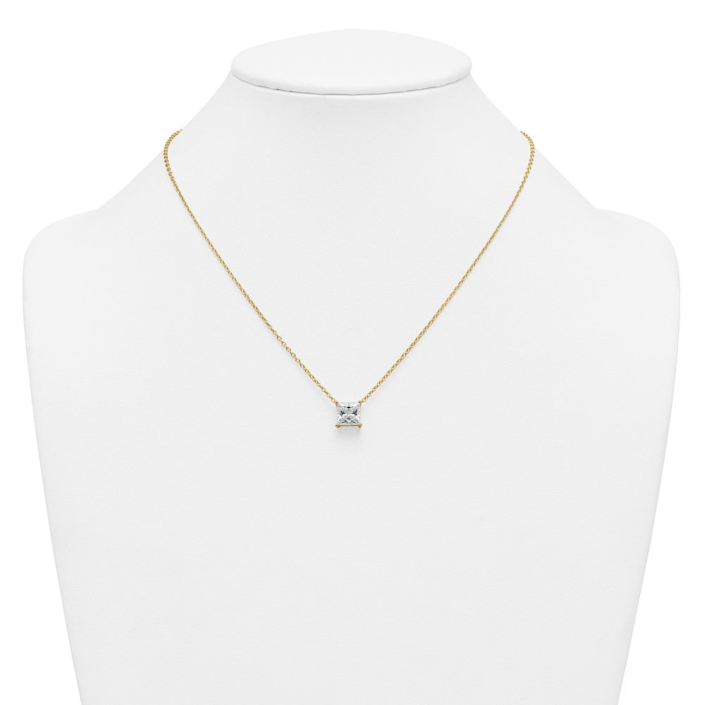 14k 3ct Cert Lab Grown Dia VS+ F+ Princess Comp 18in Pendant Necklace