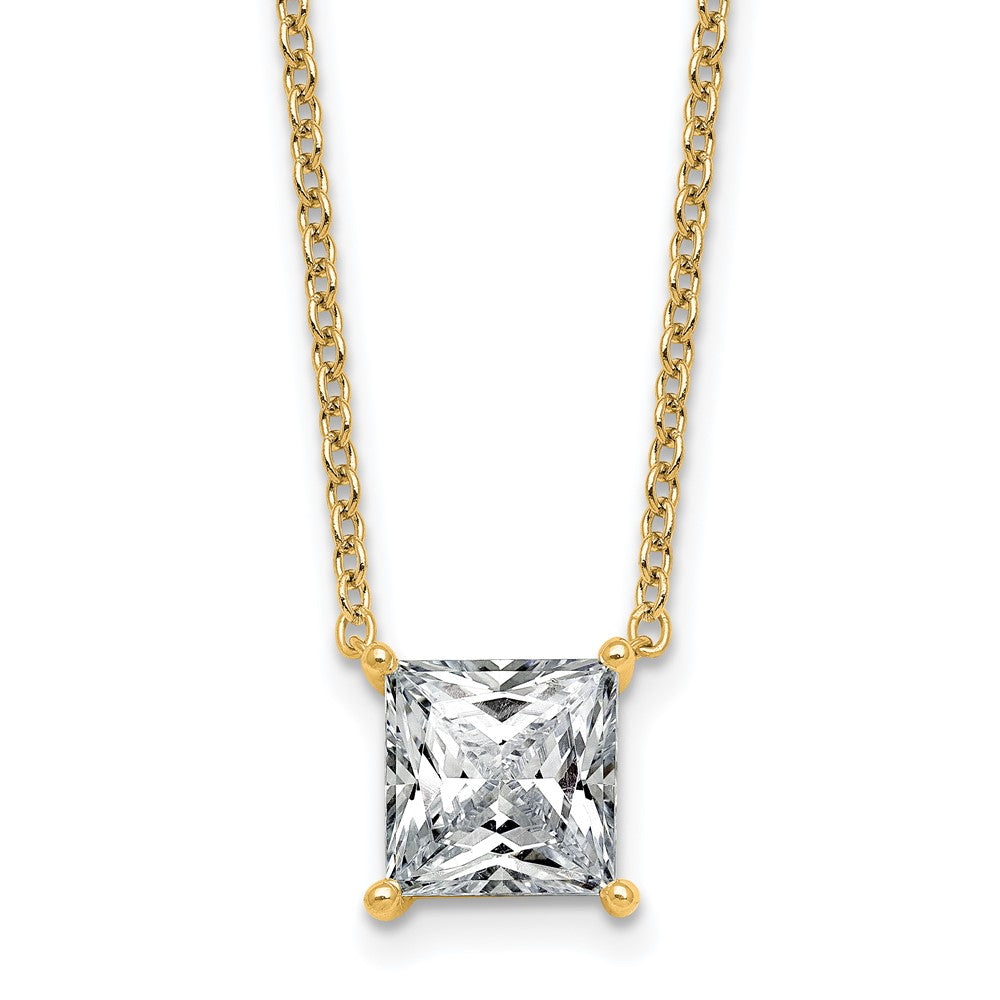 14k 3ct Cert Lab Grown Dia VS+ F+ Princess Comp 18in Pendant Necklace