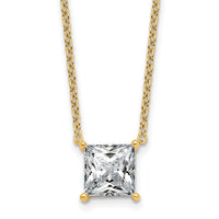 14k 3ct Lab Grown Dia VS+ F+ Princess Comp 18in Pendant Necklace