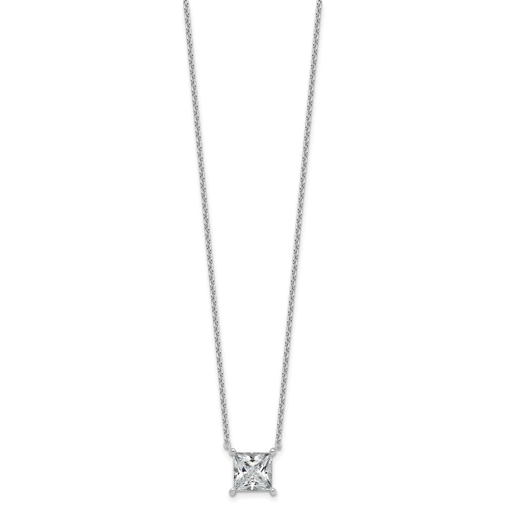 14kw 3 1/2ct Lab Grown Dia VS+ F+ Princess Comp 18in Pendant Necklace