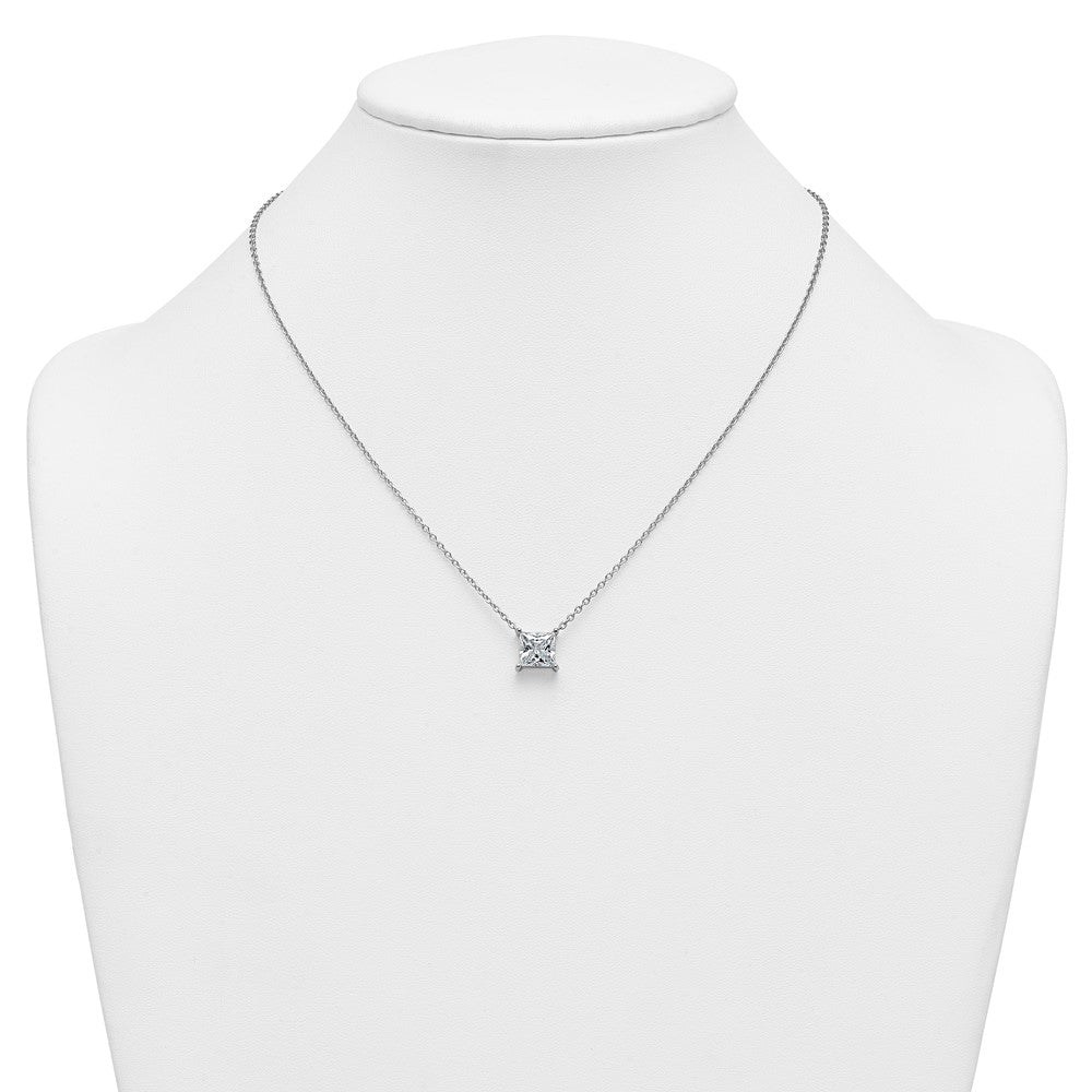 14kw 3 1/2ct Lab Grown Dia VS+ F+ Princess Comp 18in Pendant Necklace