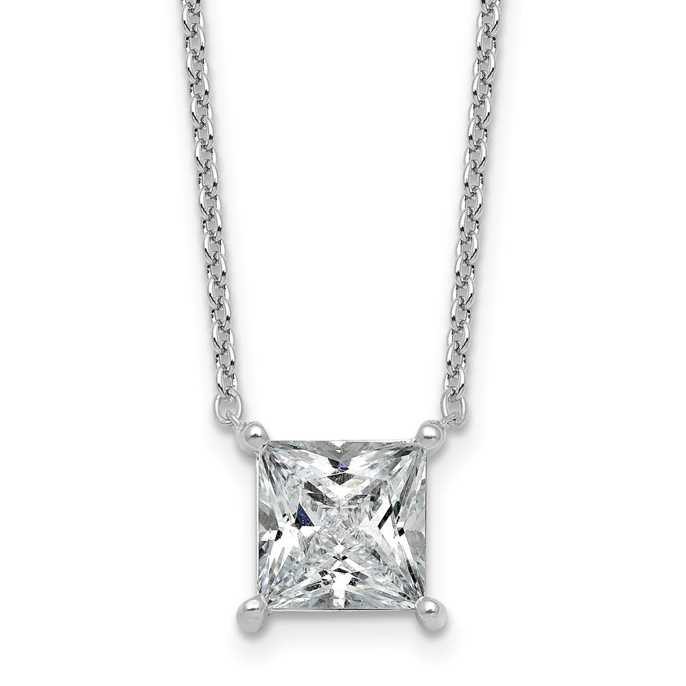 14kw 3 1/2ct Lab Grown Dia VS+ F+ Princess Comp 18in Pendant Necklace