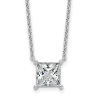 14kw 3 1/2ct Lab Grown Dia VS+ F+ Princess Comp 18in Pendant Necklace