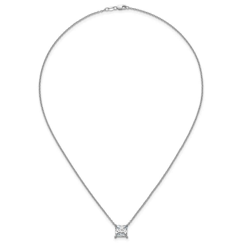 14kw 4ct Lab Grown Dia VS+ F+ Princess Comp 18in Pendant Necklace