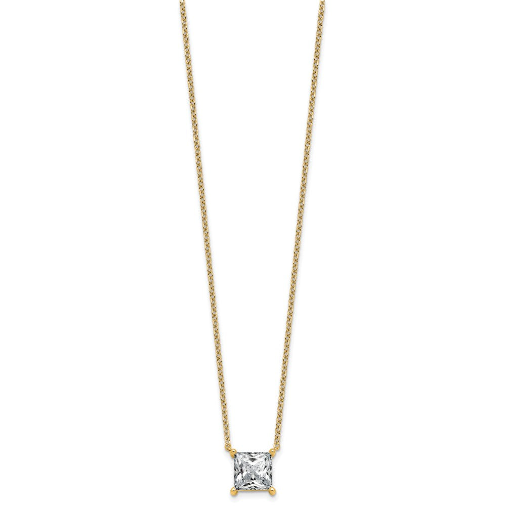 14k 4ct Cert Lab Grown Dia VS+ F+ Princess Comp 18in Pendant Necklace