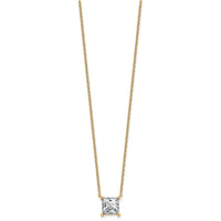 14k 4ct Cert Lab Grown Dia VS+ F+ Princess Comp 18in Pendant Necklace