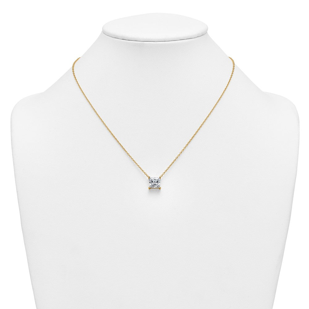 14k 4ct Cert Lab Grown Dia VS+ F+ Princess Comp 18in Pendant Necklace