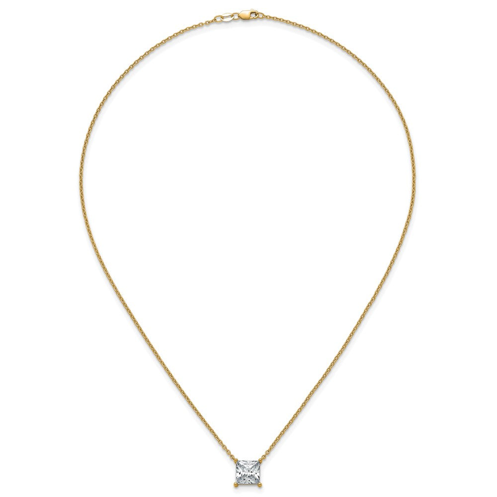 14k 4ct Cert Lab Grown Dia VS+ F+ Princess Comp 18in Pendant Necklace