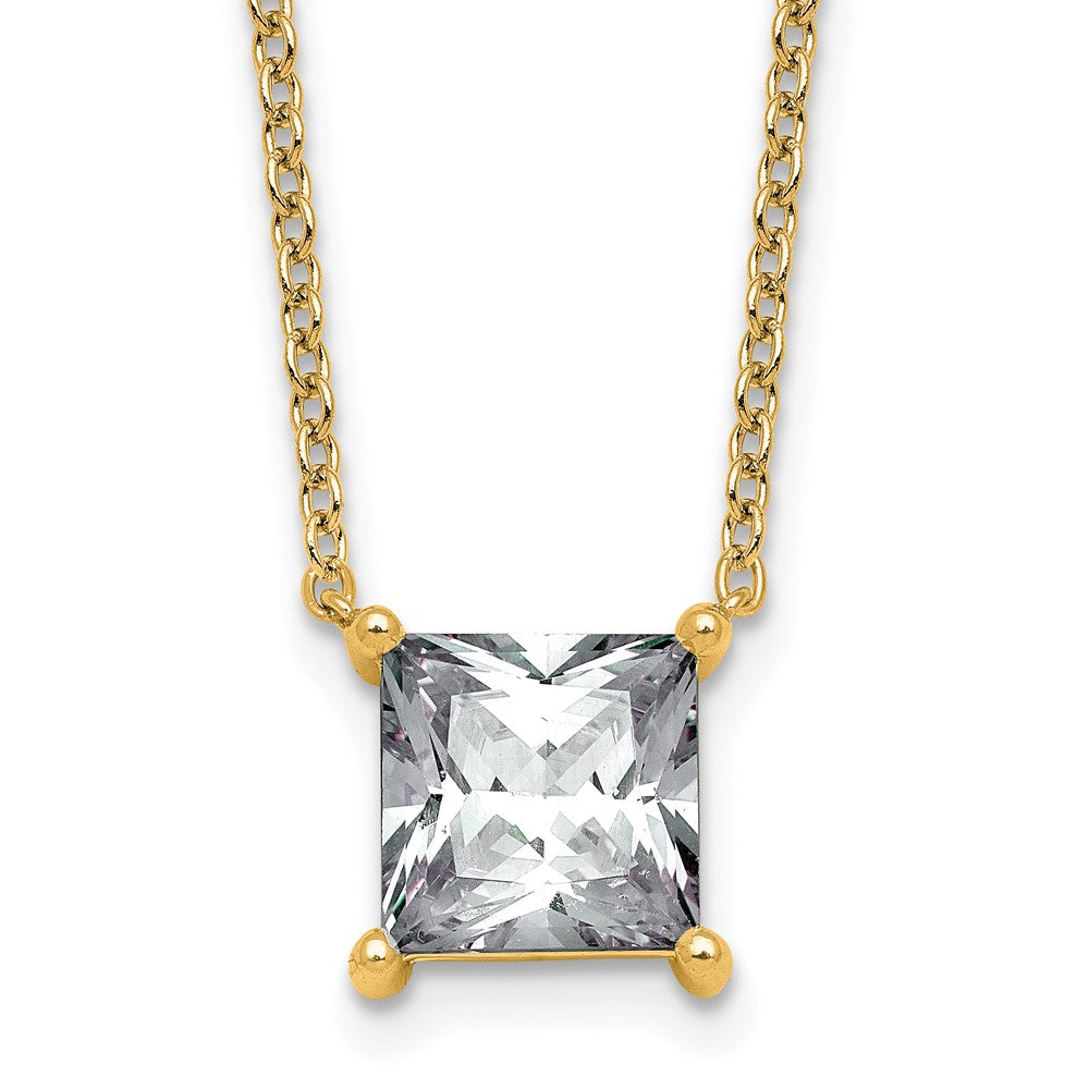 14k 4ct Princess 4 Prong Pendant Mounting