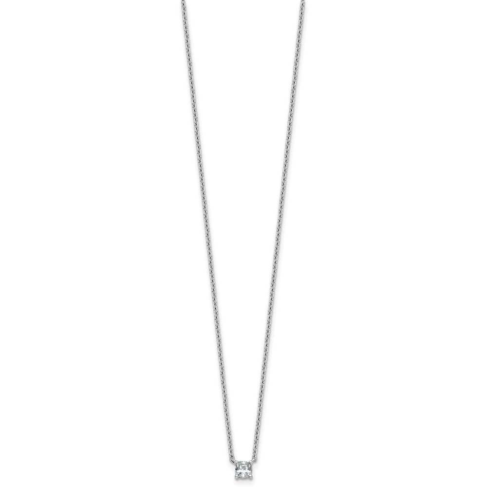 14kw 1/4ct Lab Grown Dia VS+ F+ Cushion Comp 18in Pendant Necklace