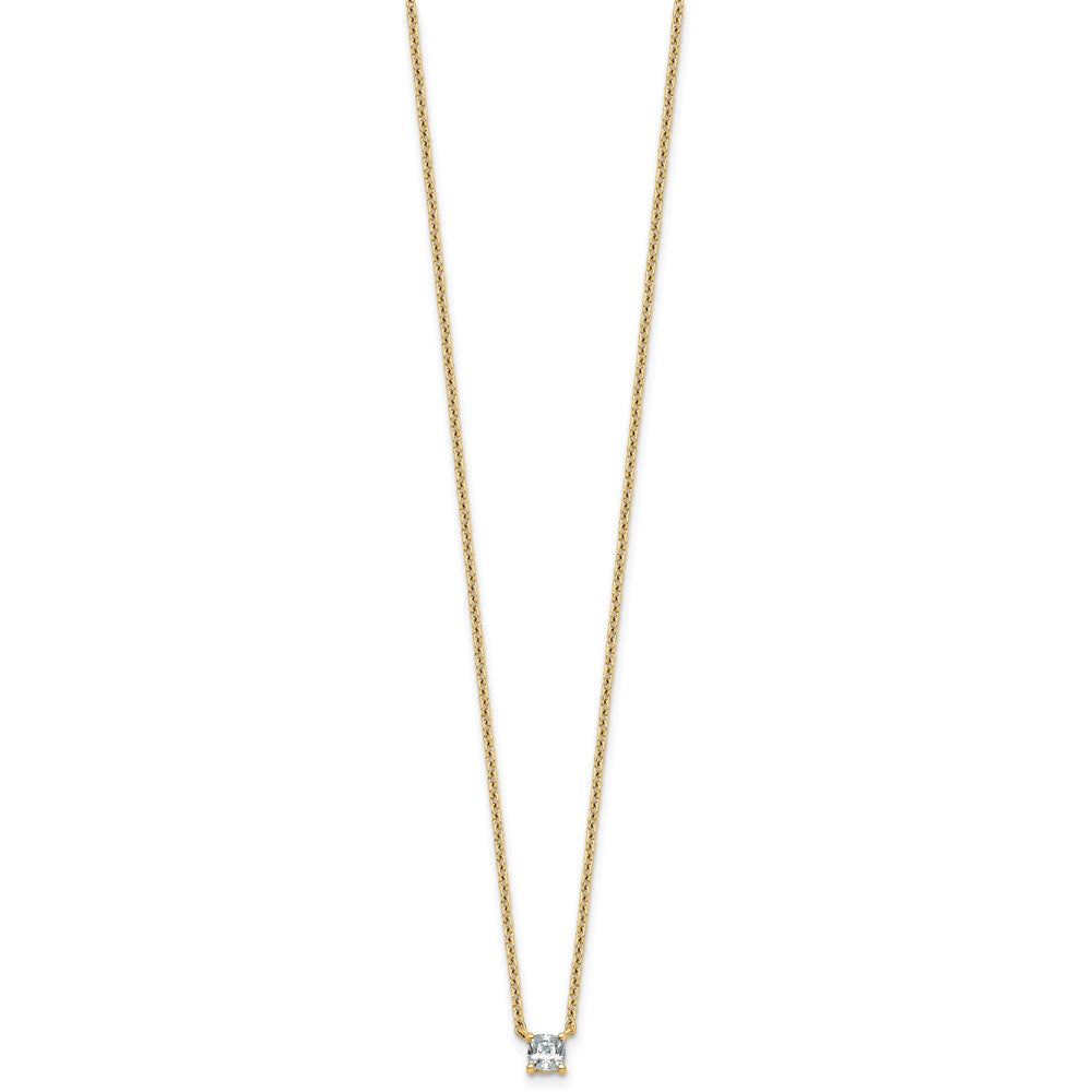 14k 1/4ct Lab Grown Dia VS+ F+ Cushion Comp 18in Pendant Necklace