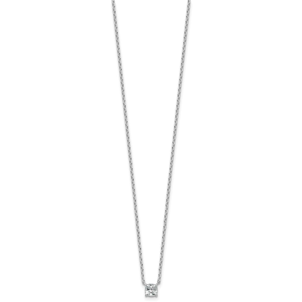 14kw 1/2ct Lab Grown Dia VS+ F+ Cushion Comp 18in Pendant Necklace